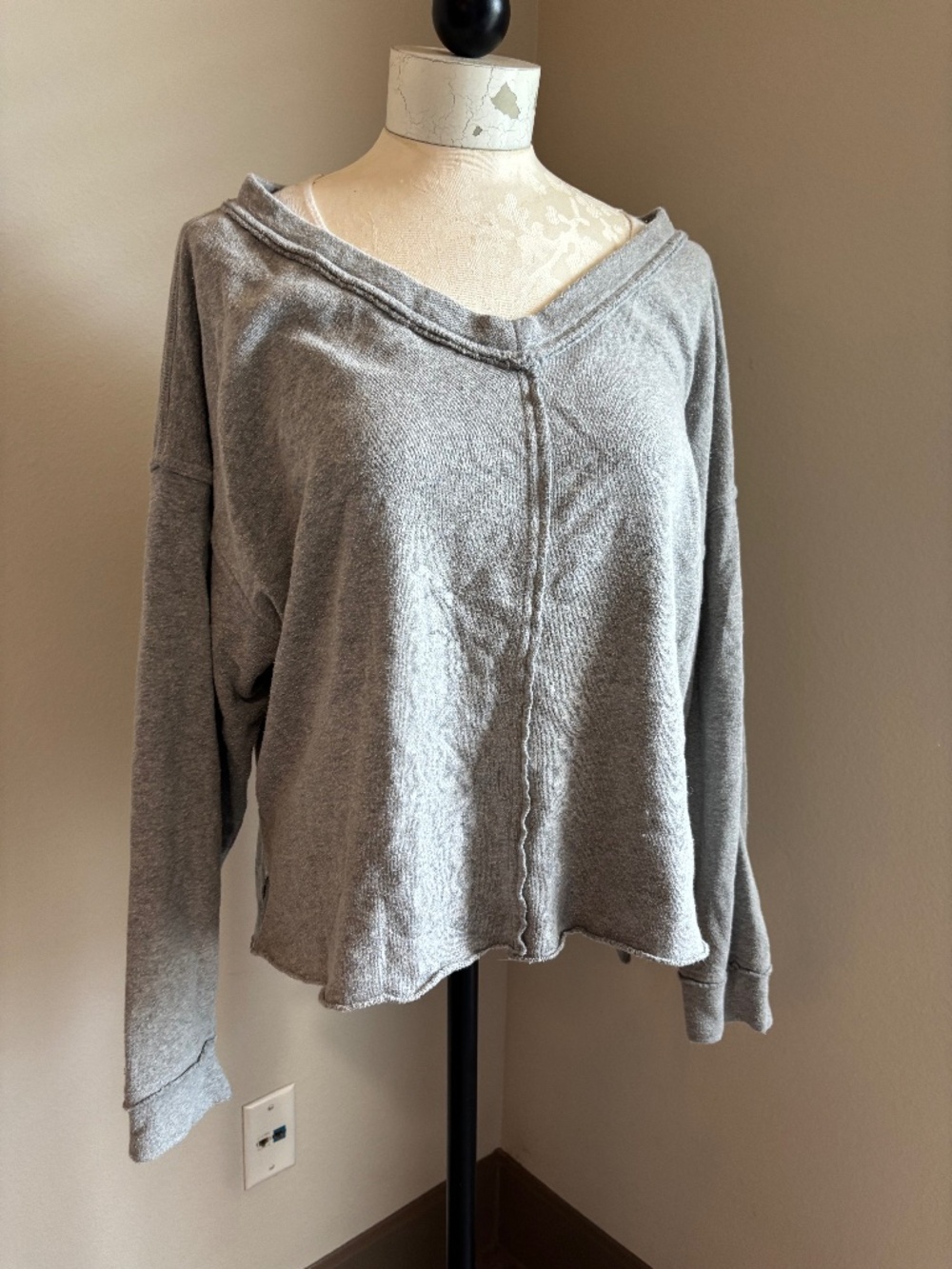 Athleisure relaxed gray v-neck sweatshirt